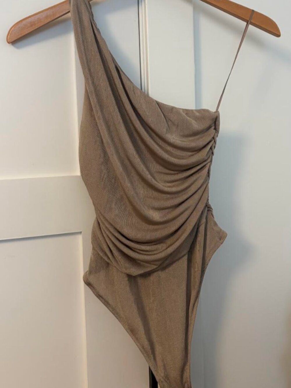 Intimately Free People That's A Wrap One Shoulder Mesh Bodysuit Taupe